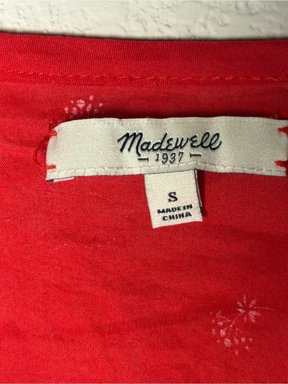 Madewell Red Floral Cotton Peasant Blouse Puff Sleeve Boho Top Small